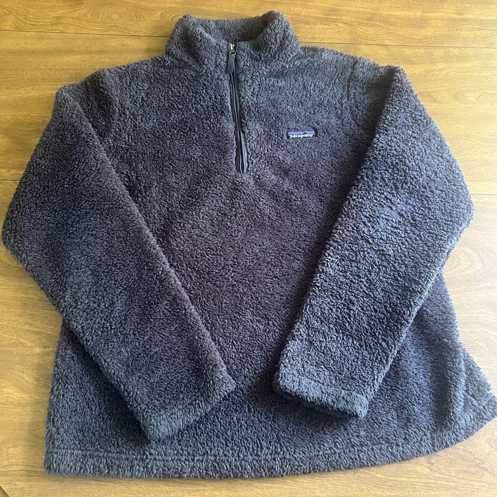 Patagonia Los Gatos Fleece Quarter Zip Pullover Gray‎ Blue Womens Large